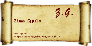 Zima Gyula névjegykártya